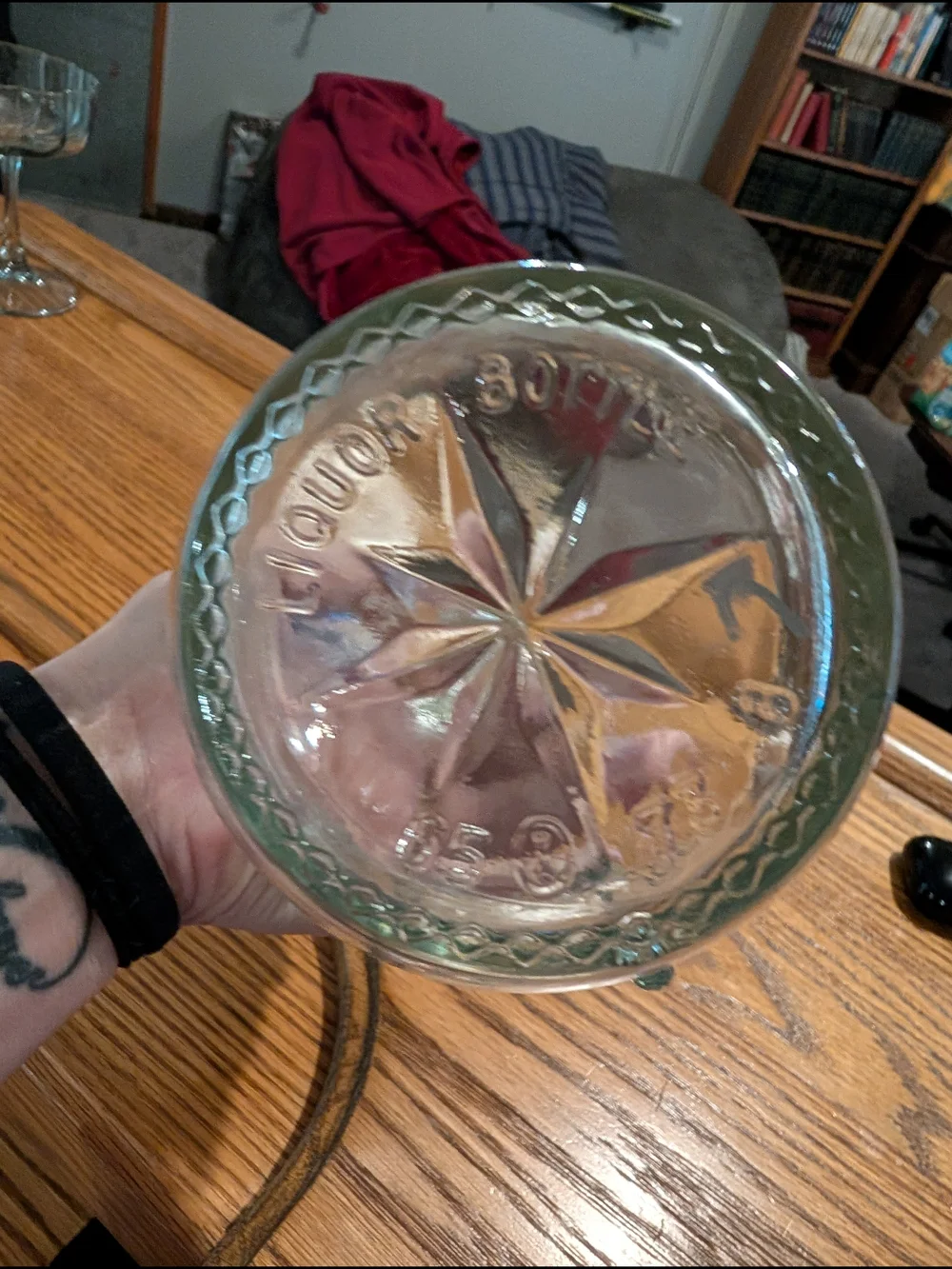 Vintage Cut Star-Pattern Glass Decanter with Stopper